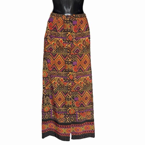 VTG 90s Y2K STONEBRIDGE FAUX WRAP MAXI SKIRT AZTEC BOHO WESTERN NEW W TAGS SZ 10 - Picture 4 of 7